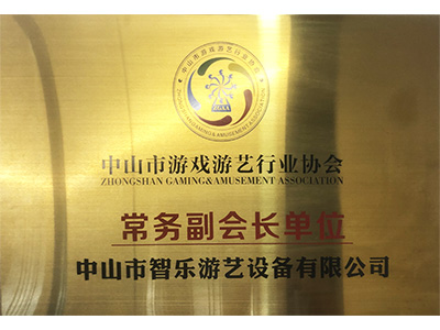 智樂中山市游戲游藝行業協會常務副會長證書